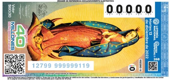 Lotería nacional celebra a la virgen de Guadalupe