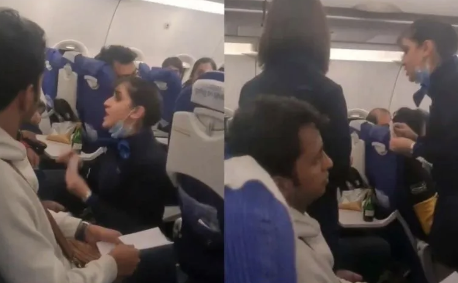 (Vídeo) Se encaran azafata y pasajero en pleno vuelo