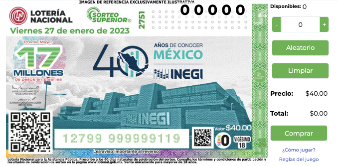 Lotería Nacional conmemora los 40 años del INEGI