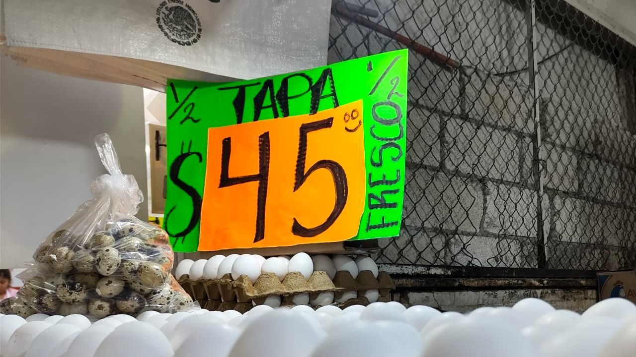 Tapa de huevo baja de precio en el Mercado de Cuernavaca