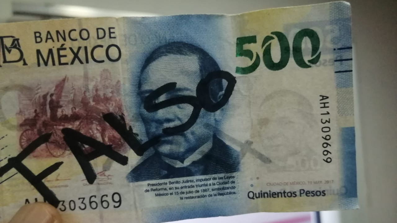 billetes falsos de 500 pesos en mexico