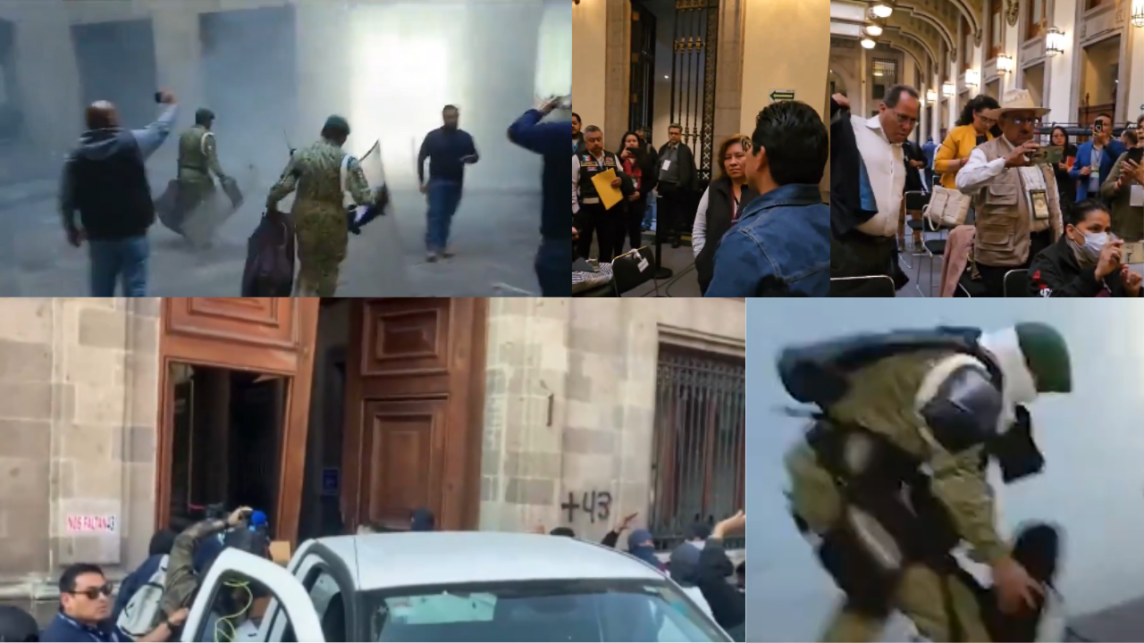 (VIDEO) ¡Caótico! Irrumpen normalistas en Palacio Nacional
