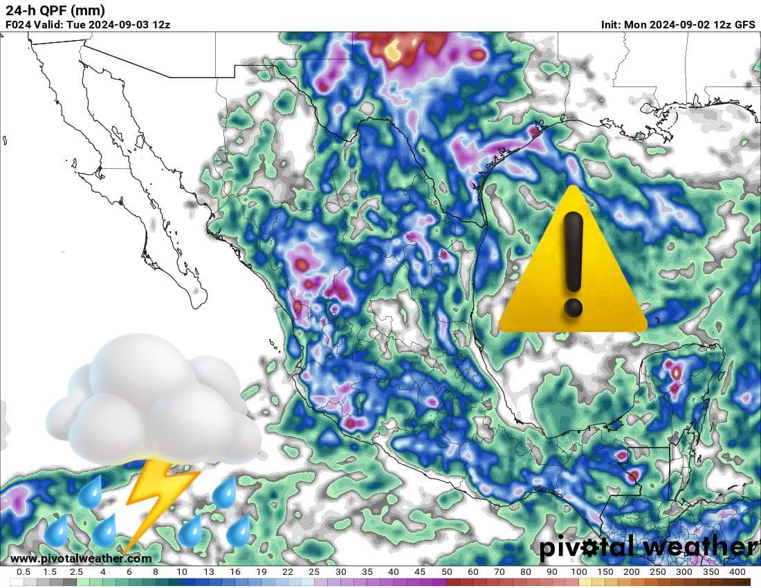 Alerta por temporal lluvioso en gran parte de México