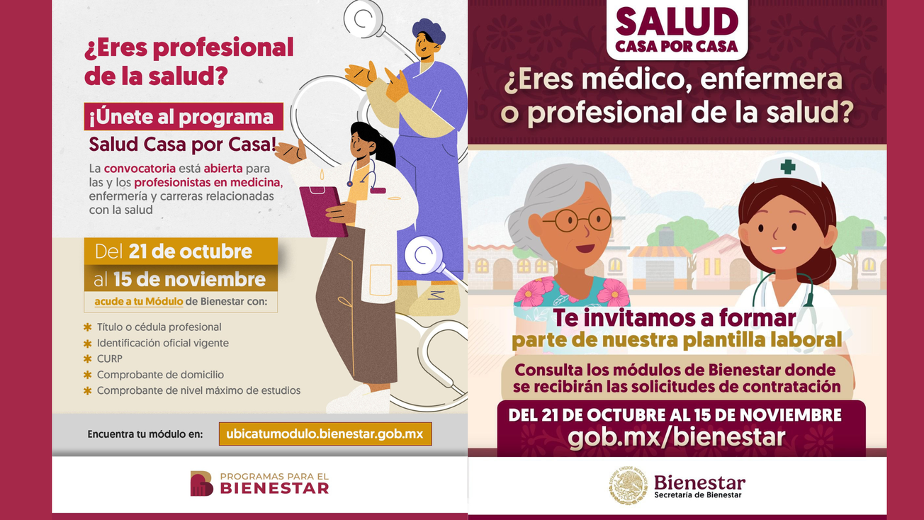 ¿Eres médico o enfermera? Hay más de 22 mil empleos para el programa Salud Casa por Casa