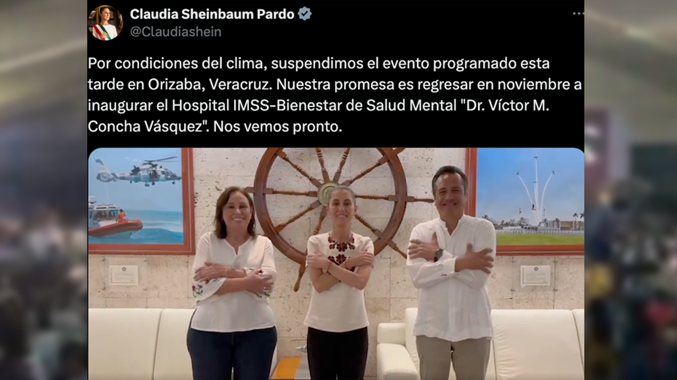 Claudia Sheinbaum pospone inauguración de hospital en Veracruz