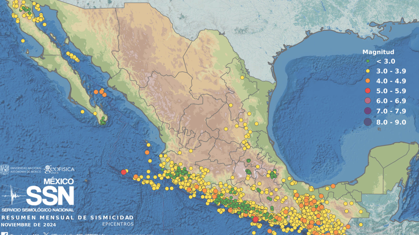 México Registró Más de 2,000 Sismos en Noviembre de 2024