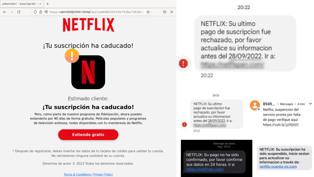 Alertan sobre fraudes con mensajes falsos de Netflix